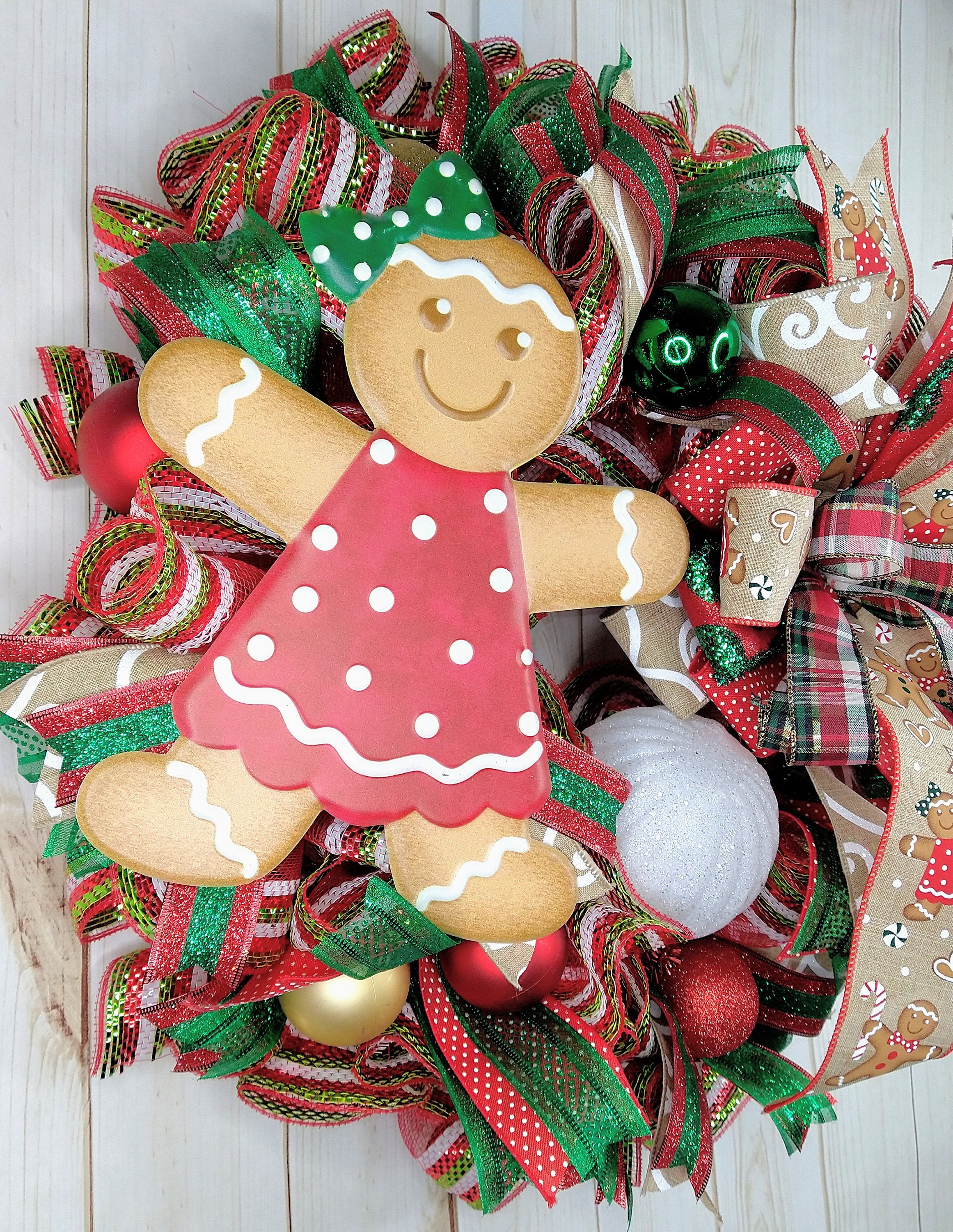 Gingerbread Girl Christmas Wreath: Holiday Front Door Decor - Etsy