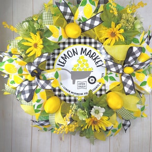 Farmhouse lemon wreath for front door or porch, Lemon summer everyday wreath, Mothers day lemon kitchen wreath, Lemon wreath, Gifts for mom