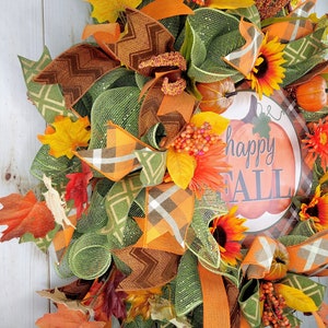 Sunflower Pumpkin Fall Wreath: Orange Harvest Decor image 3