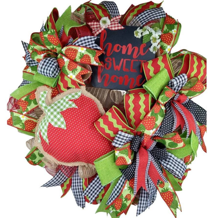 Strawberry Summer Wreath: Farmhouse Front Door Decor