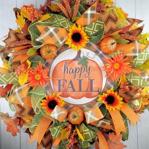 Sunflower Pumpkin Fall Wreath: Orange Harvest Decor image 5