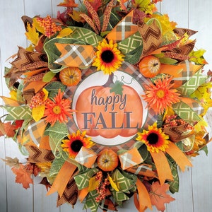 Sunflower Pumpkin Fall Wreath: Orange Harvest Decor image 6