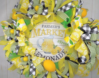 Lemon everyday wreath for front door or porch, Summer lemon wreath, mothers day great gifts, lemon kitchen pantry wreath, Housewarming gifts