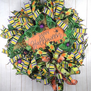 Halloween krans voor voordeur of veranda, Halloween spin krans voor voordeur, Halloween decor, Happy halloween spin krans voor veranda