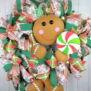 Gingerbread Christmas Emerald Green Wreath for Front Door or Porch ...