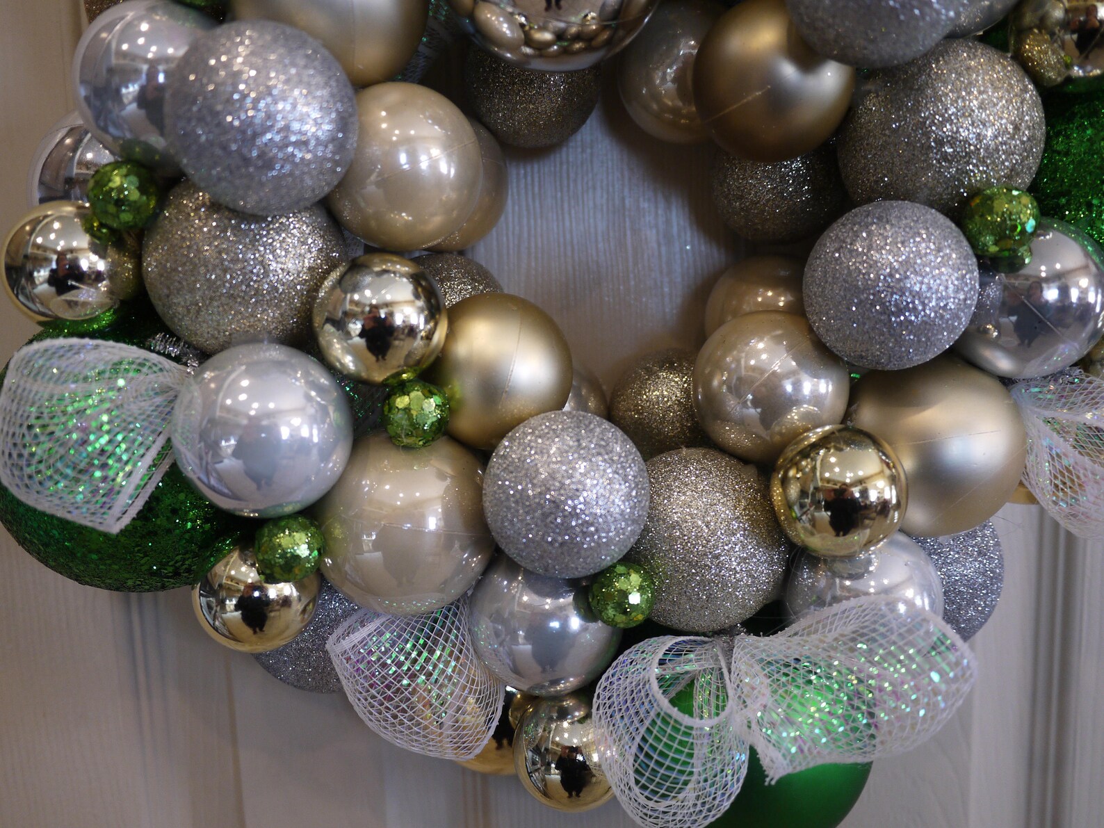 Christmas Wreath Green Gold & Silver Christmas Ball Wreath Etsy