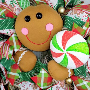 Gingerbread Christmas Emerald Green Wreath for Front Door or Porch ...