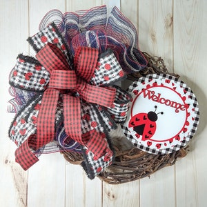 Ladybug wreath for front door or porch, Ladybug grapevine wreath for front door, Gift ideas for front door, Ladybug wall decor, Home buyer