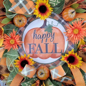 Sunflower Pumpkin Fall Wreath: Orange Harvest Decor image 10