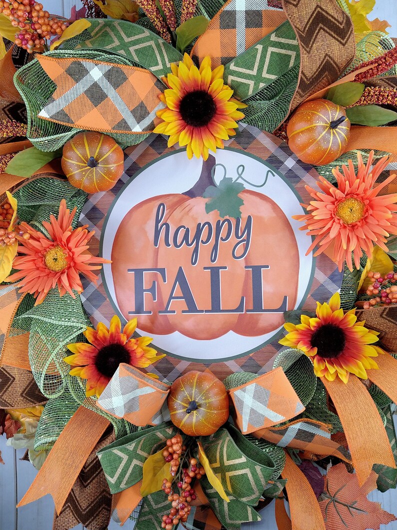 Sunflower Pumpkin Fall Wreath: Orange Harvest Decor image 10