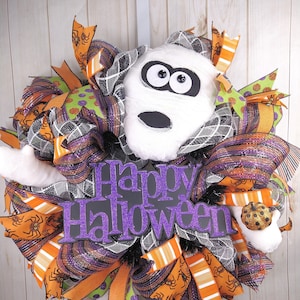 Halloween mummy wreath for front door or porch, Happy halloween mummy wreath, Halloween spooky mummy wreath, Halloween mummy kid friendly