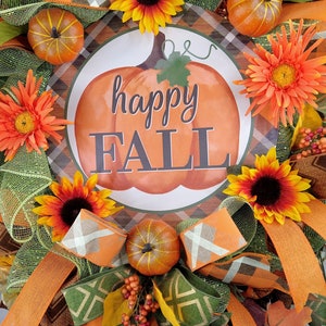 Sunflower Pumpkin Fall Wreath: Orange Harvest Decor image 7