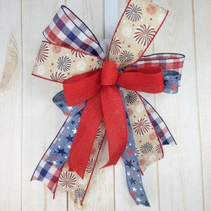 Patriotic bow for your 4th of July decorations, Stars and stripes decor, Wreath bows, Lantern bows, Patriotic wreath door bow, Basket bow