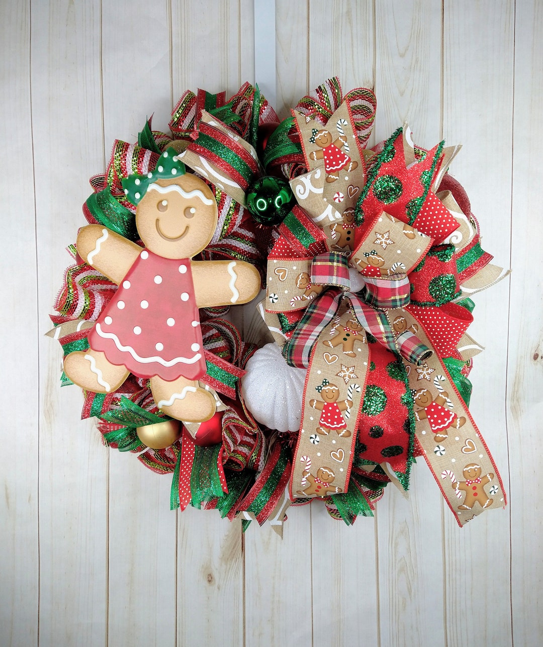 Gingerbread Girl Christmas Wreath: Holiday Front Door Decor - Etsy