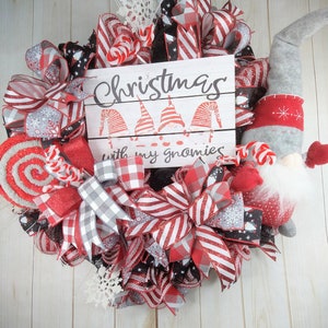 Gnome Christmas wreath for your front door or porch, Gnome christmas home decor, Holiday front door wreath, Great gift ideas, Christmas gift