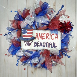 Patriotic wreath for front door or porch, Fourth of july, 4th of july wreath, Memorial day, Veterans day, Labor day, Americana door wreath