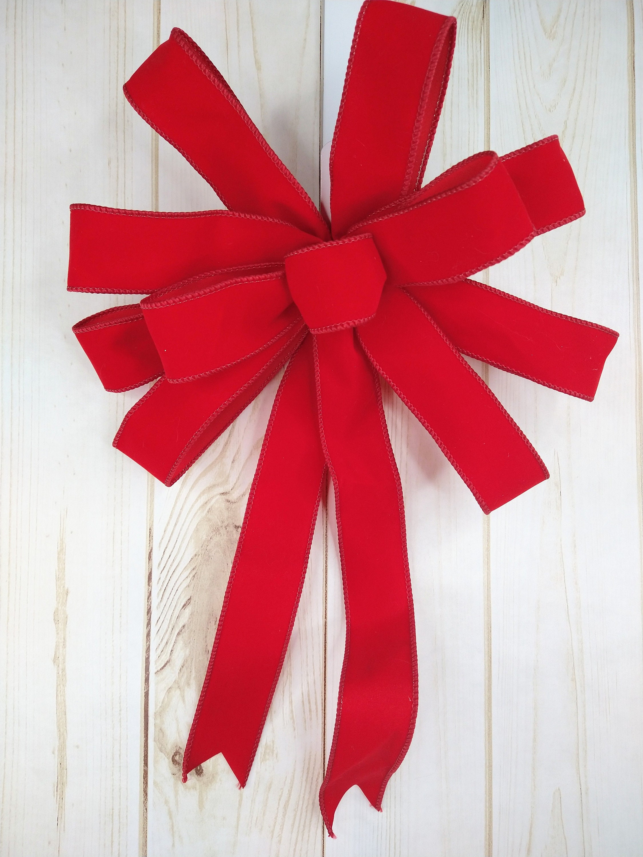 Fiocchi Natalizi In Velluto Vino Rosso | 36 Pezzi Grandi 12,7x17,7 Cm, Con Laccetto Dorato Per Albero, Porta E Decorazioni