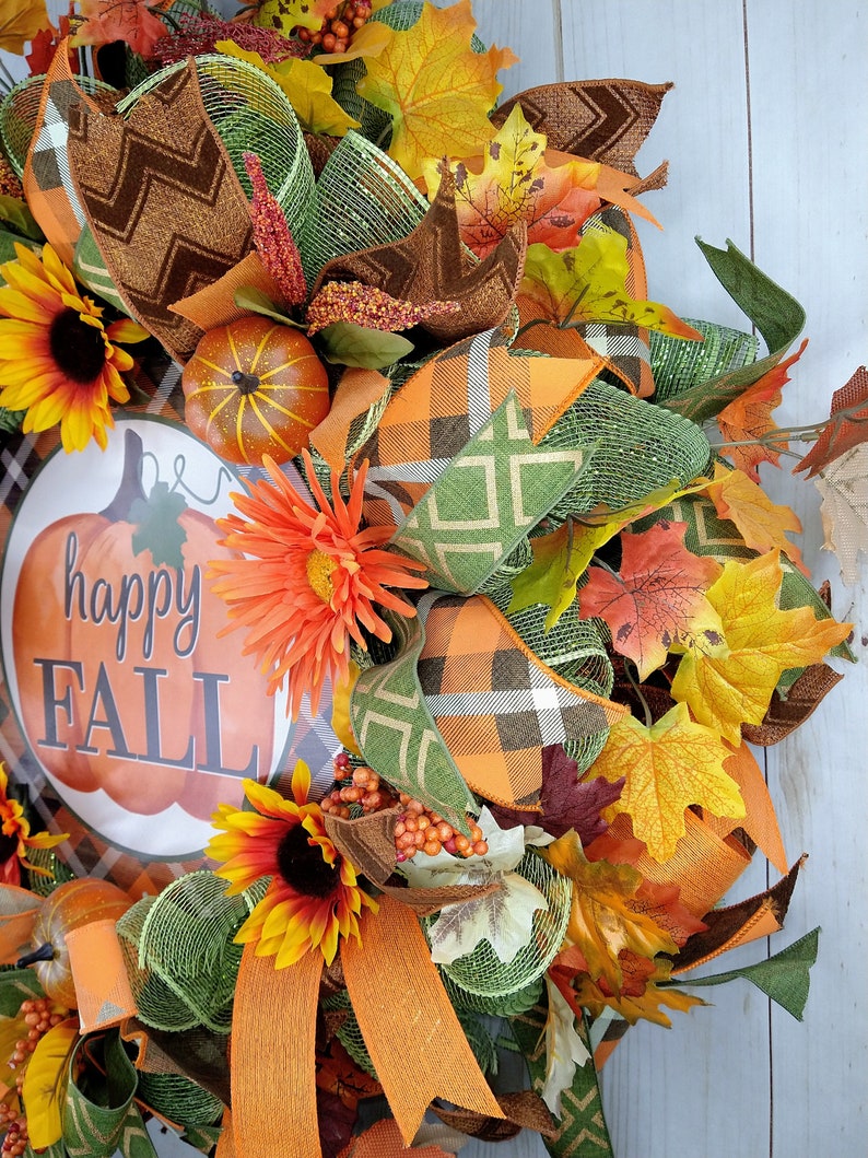 Sunflower Pumpkin Fall Wreath: Orange Harvest Decor image 8