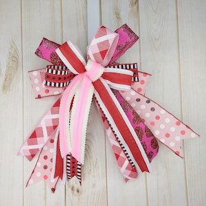 Valentines day bow, Valentines wreath bow, Valentines day decoration, Bow for wreath, Door hanger bow, Lantern bow, Valentines day decor