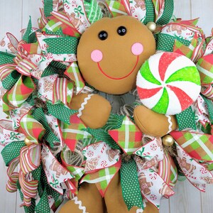 Gingerbread Christmas Emerald Green Wreath for Front Door or Porch ...