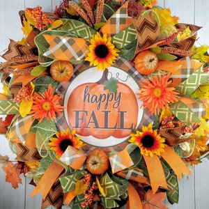 Sunflower Pumpkin Fall Wreath: Orange Harvest Decor image 9