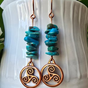 Turquoise Celtic Copper Earrings – Throat Chakra Communication Jewellery