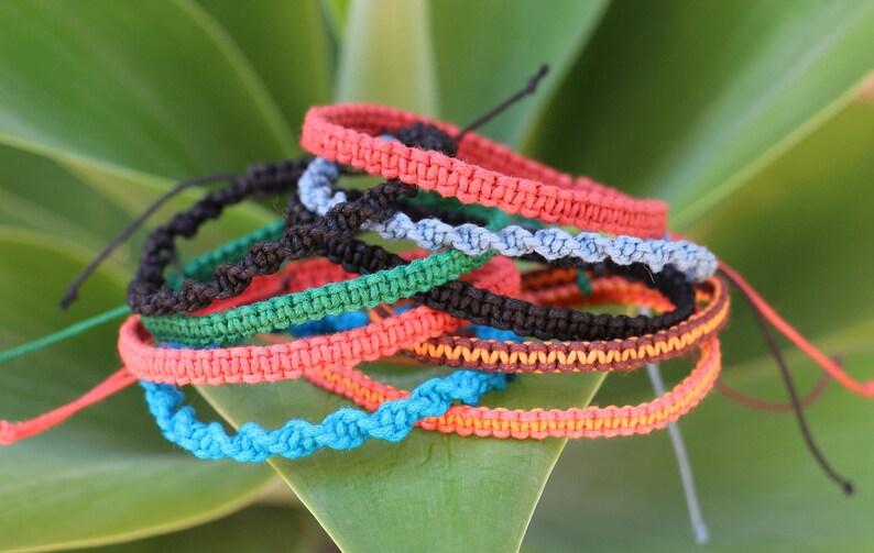 16 Macrame Bracelet Flat or Twist Adjustable Cotton Cord Etsy