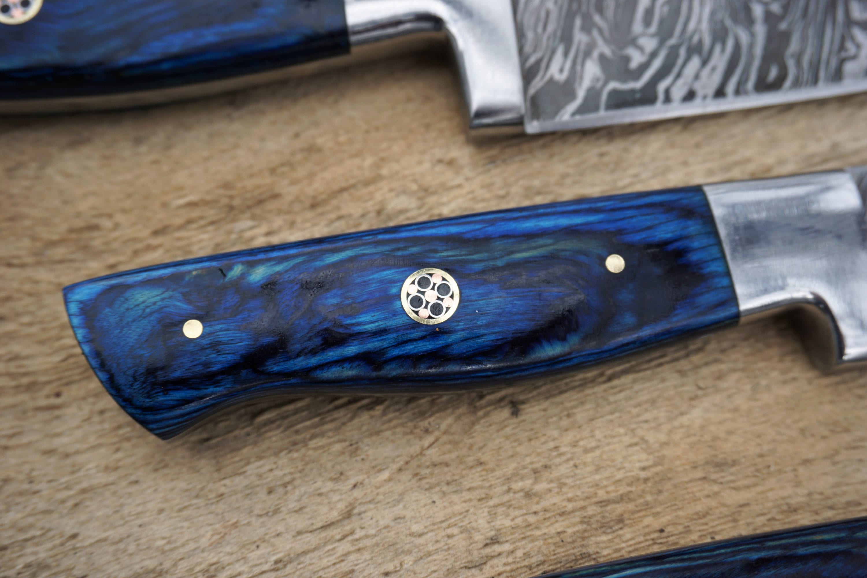 3.5 Azure Paring Knife; Twist Pattern Damascus steel, Royal Blue Dyed