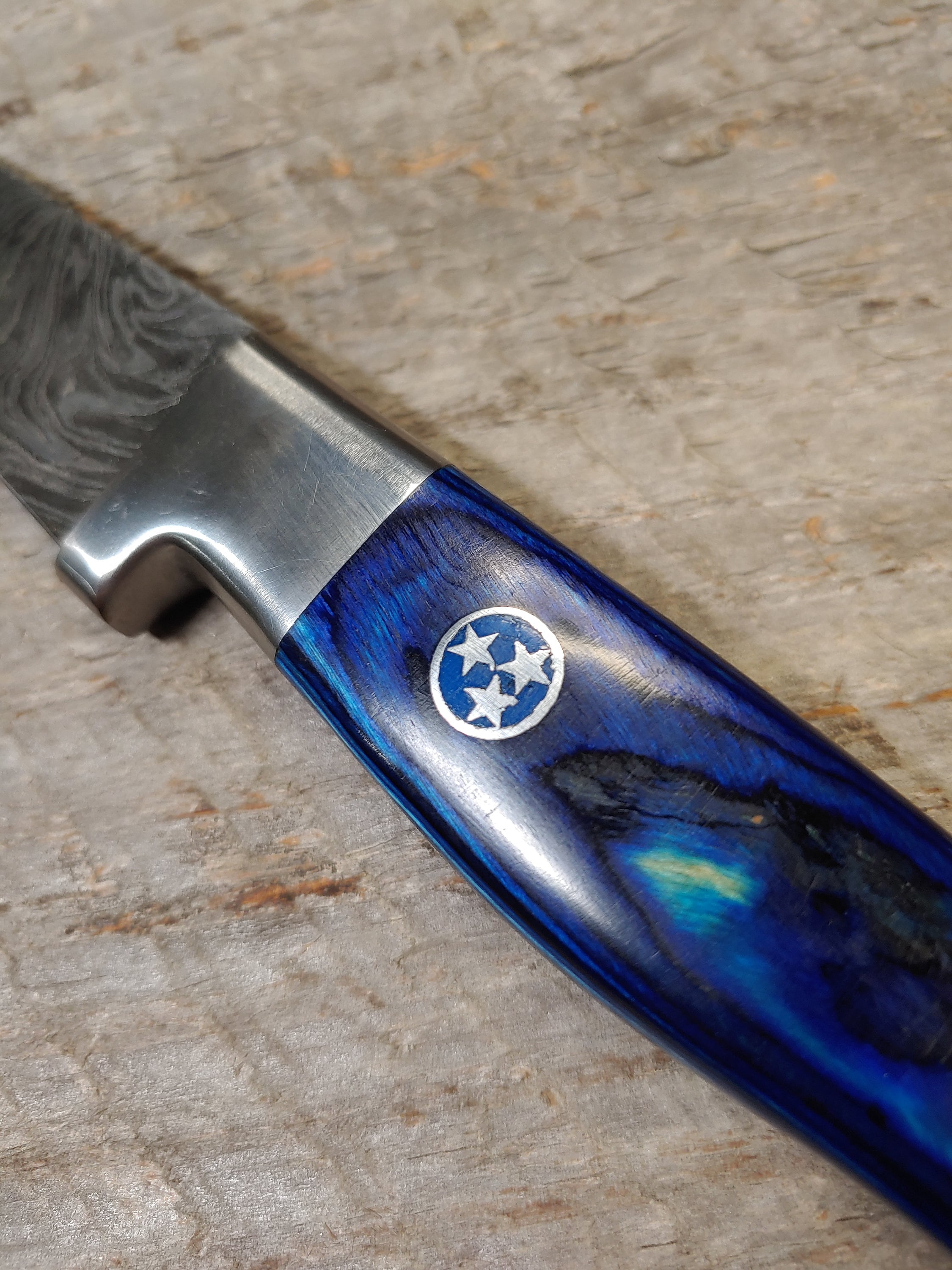 3.5 Tristar Azure Paring Knife; Twist Pattern Damascus steel, Royal