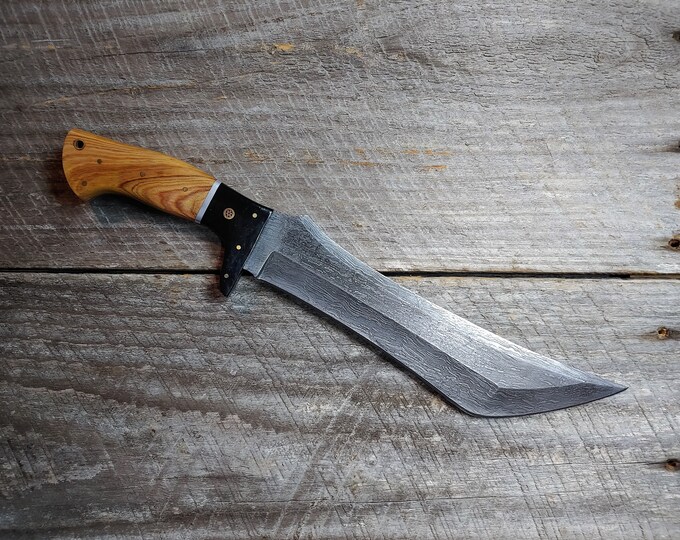 Dragon Skin Machete; Steel Cable Blade, Olive Wood Handle