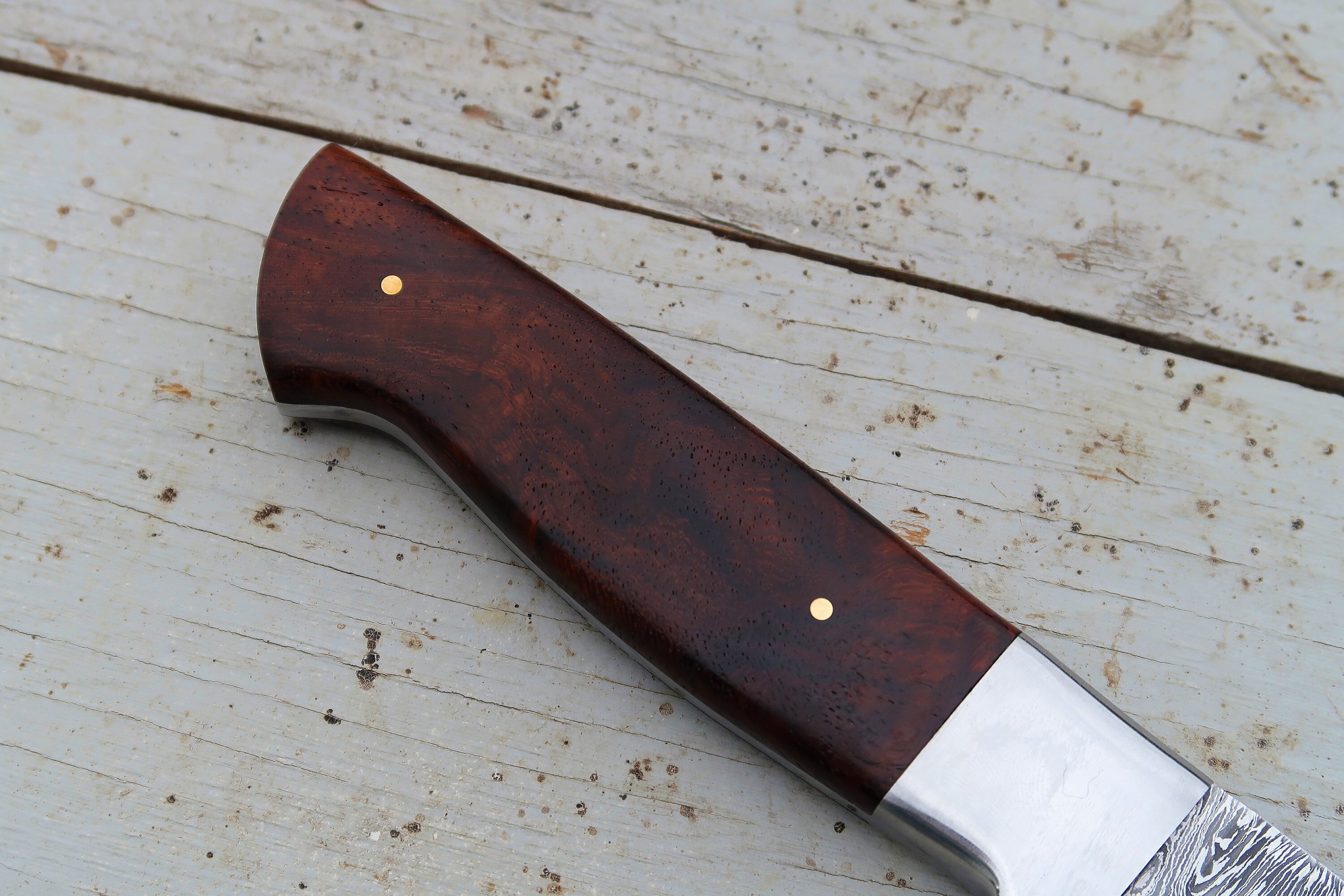 8 Rosewood Chef Knife; Twist Pattern Damascus steel, Natural Rosewood