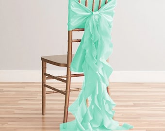 Curly Willow Taffeta Chair Sash Decor for Wedding Event Party (4 Colors)