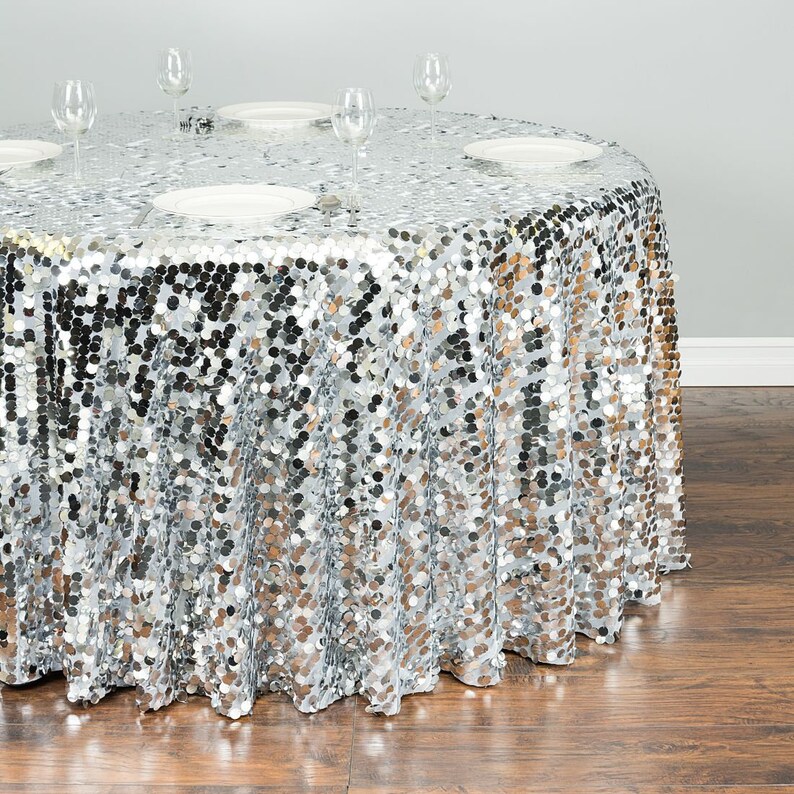 120 In. Round Payette Sequin Tablecloth Etsy