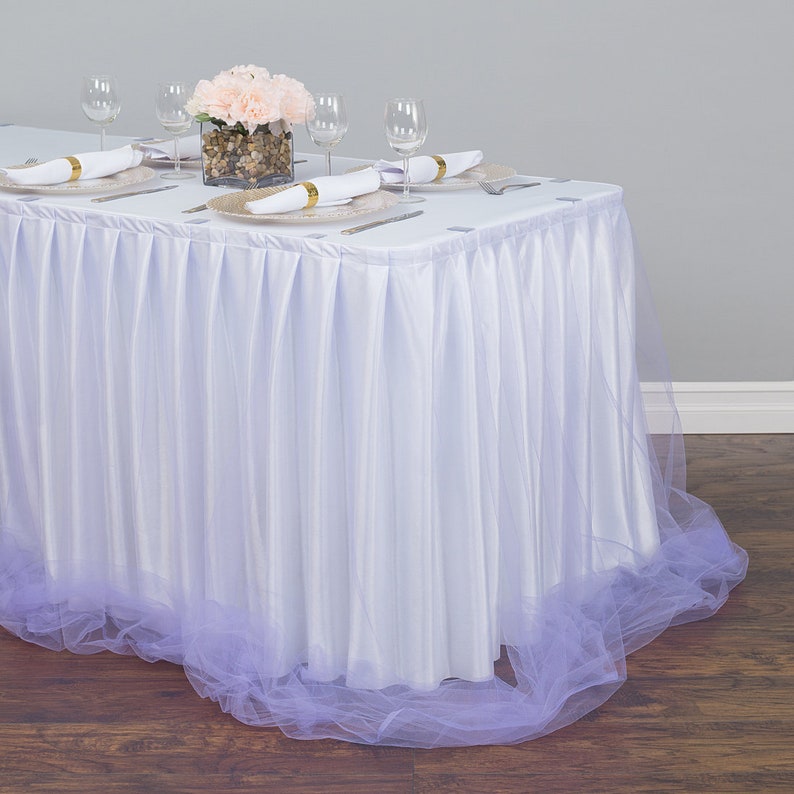 17 Ft. Two Tone Tulle Chiffon Table Skirt - 6 Colors - Wedding Decor - Etsy