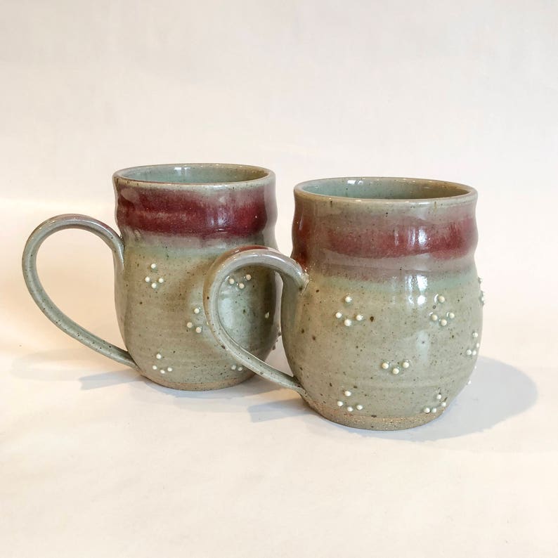 Dotted mug set turquoise and red celadon espresso mug hand thrown ceramics handmade pottery wheel thrown pottery