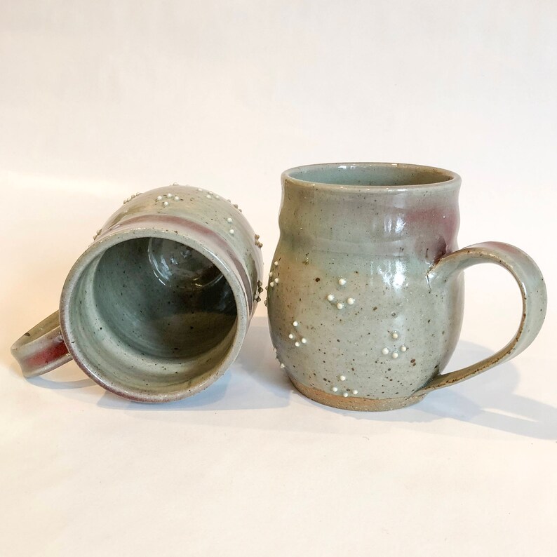 Dotted mug set turquoise and red celadon espresso mug hand thrown ceramics handmade pottery wheel thrown pottery