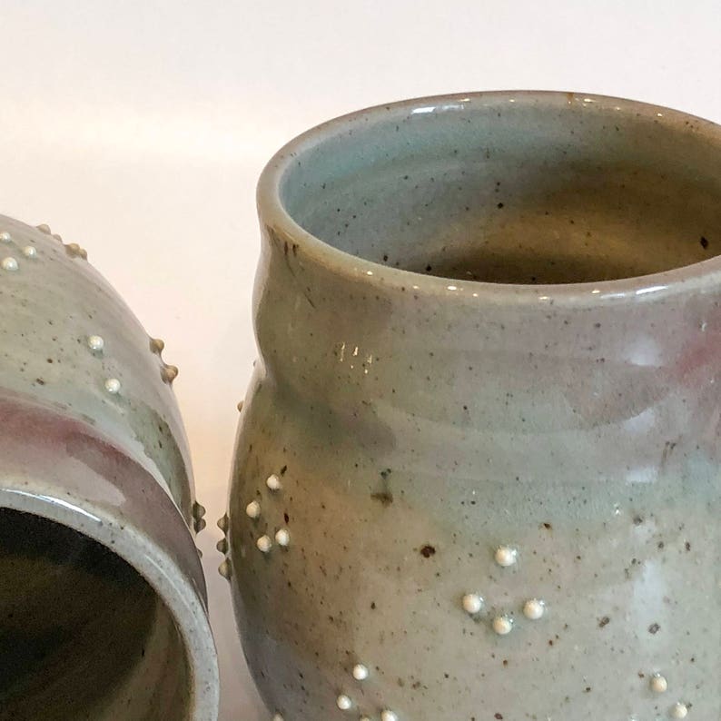 Dotted mug set turquoise and red celadon espresso mug hand thrown ceramics handmade pottery wheel thrown pottery