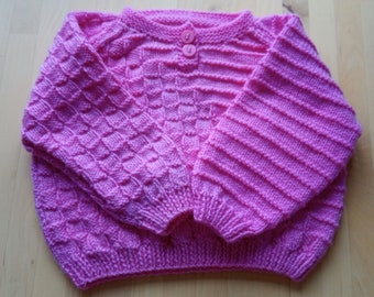 Pink child's knitted jumper for 6-12 month old, 22 inch chest knitted jumper. Hand knit childrenswear. Jumper. Toddlers clothing.