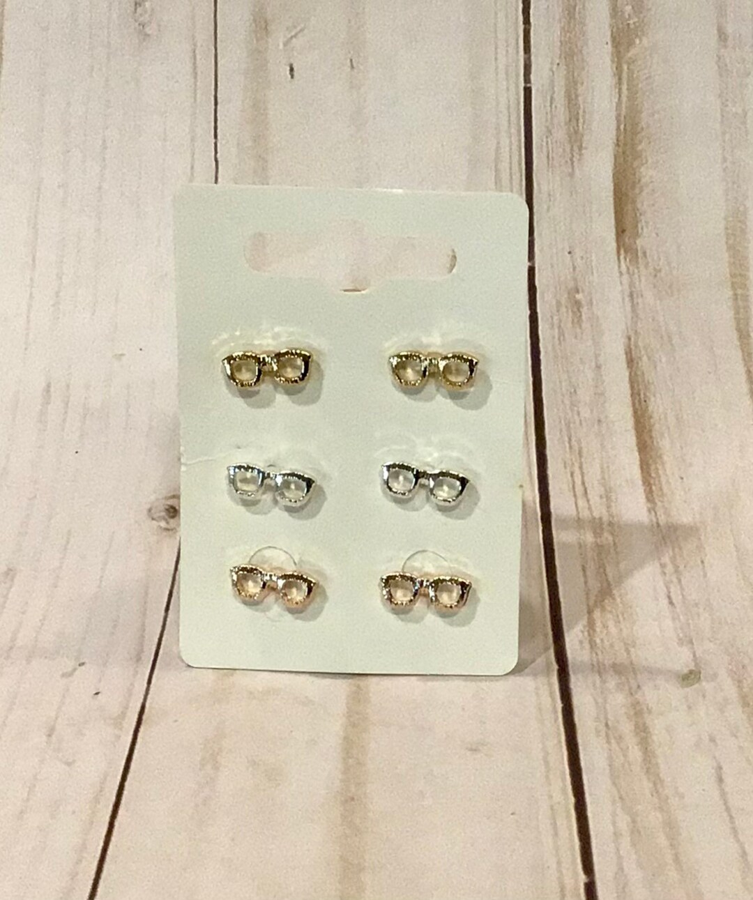 Eyeglass Studs Earrings Trio Etsy