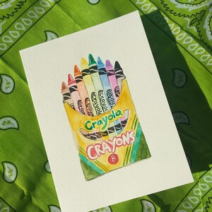 Crayon watercolour card | hand painted | watercolour