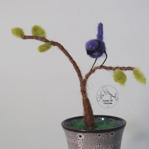 Needle Felted Blue Wren