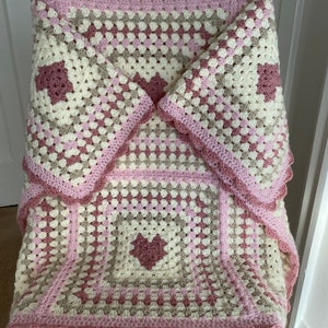 Handmade Crochet baby blanket/lap blanket/ granny square blanket/ pram blanket image 1