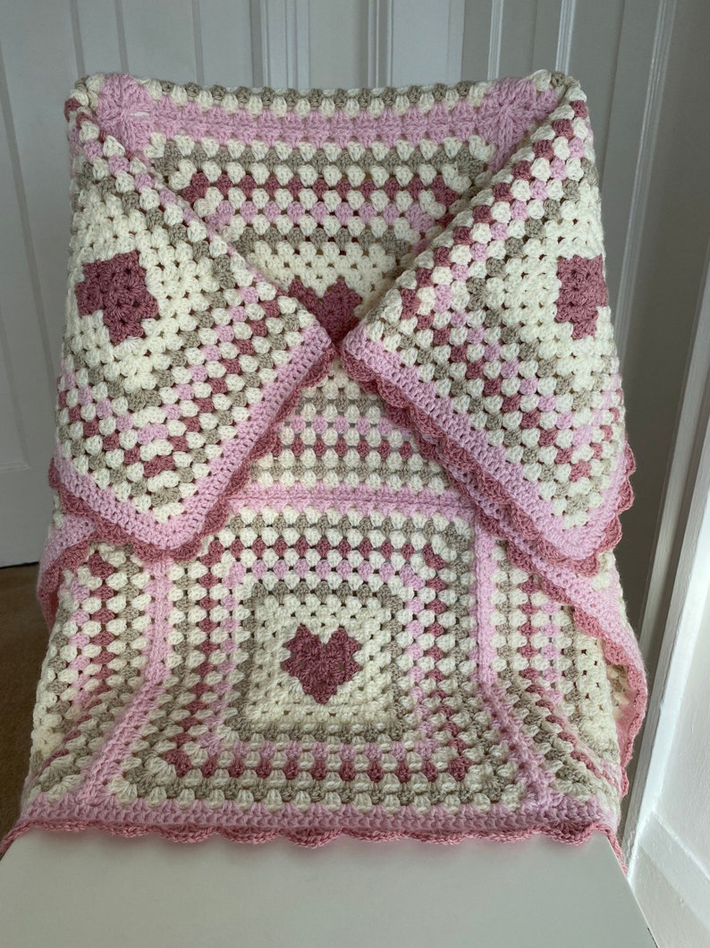 Handmade Crochet baby blanket/lap blanket/ granny square blanket/ pram blanket image 1