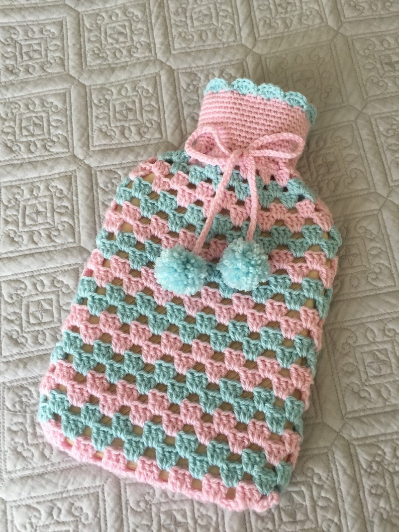 Crochet hot water bottle cover Etsy