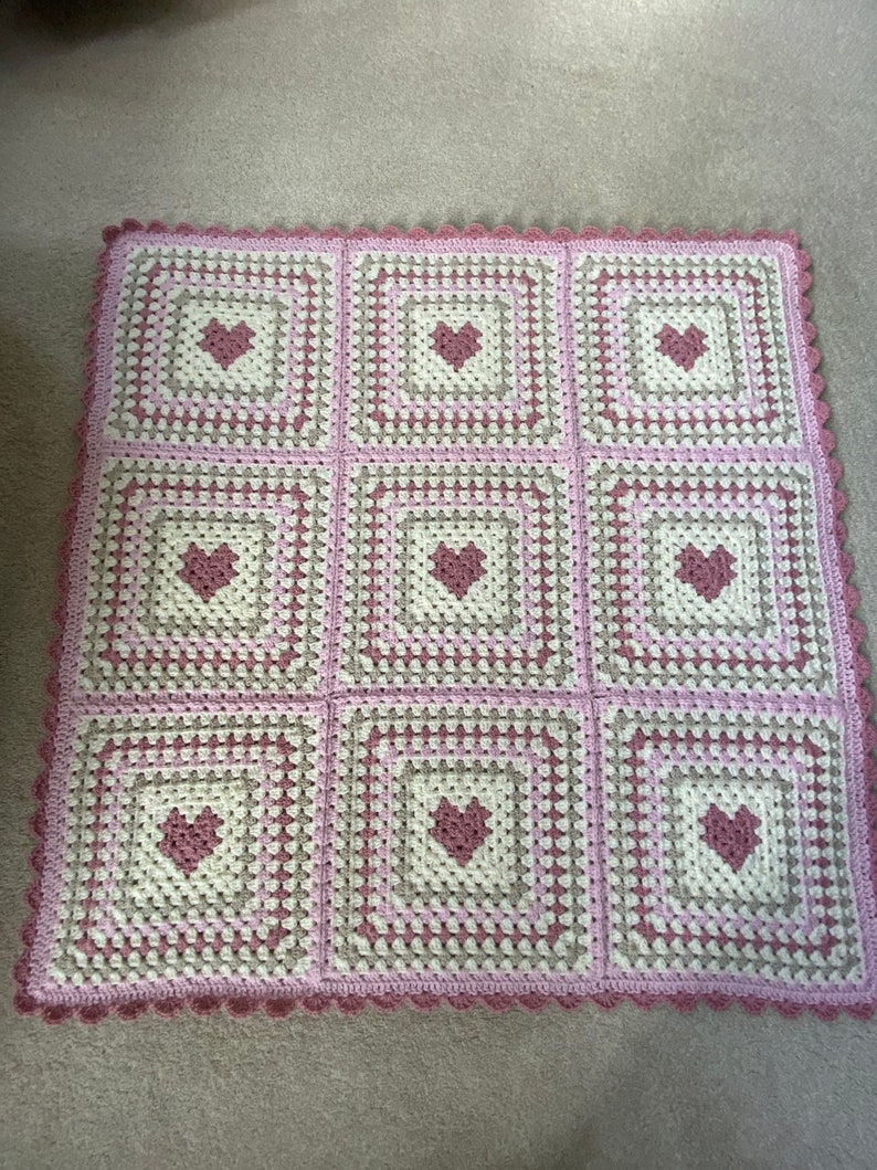 Handmade Crochet baby blanket/lap blanket/ granny square blanket/ pram blanket image 5