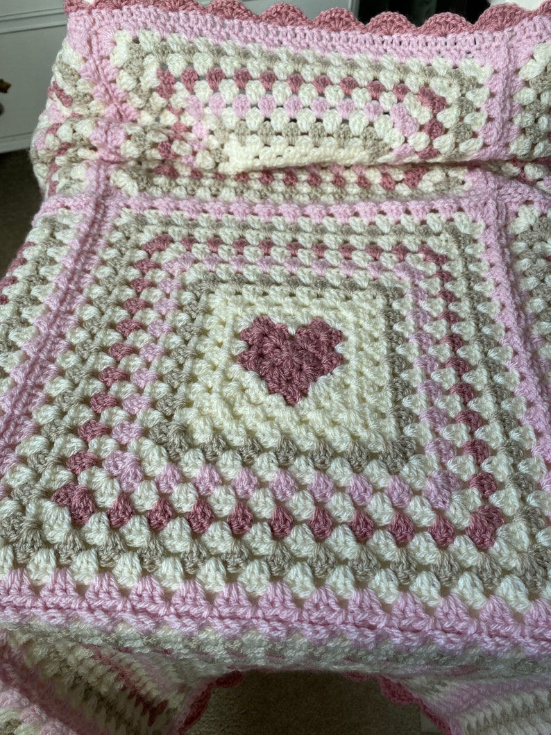 Handmade Crochet baby blanket/lap blanket/ granny square blanket/ pram blanket image 4