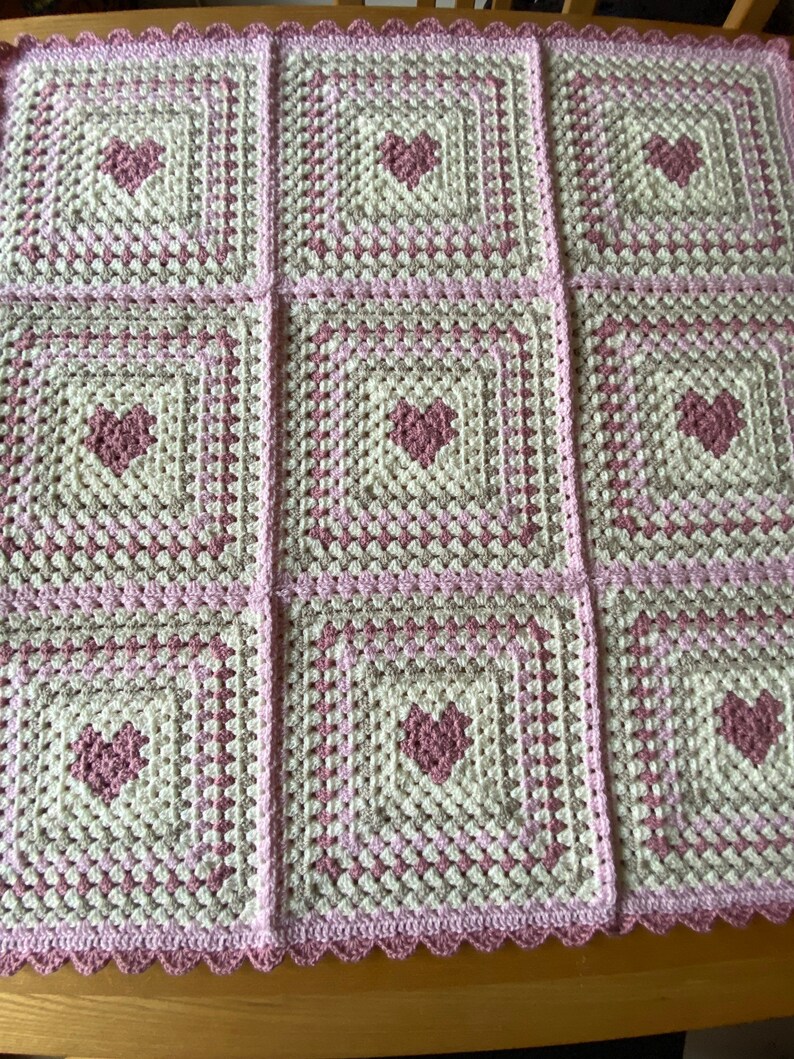 Handmade Crochet baby blanket/lap blanket/ granny square blanket/ pram blanket image 2