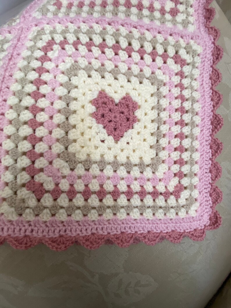 Handmade Crochet baby blanket/lap blanket/ granny square blanket/ pram blanket image 6