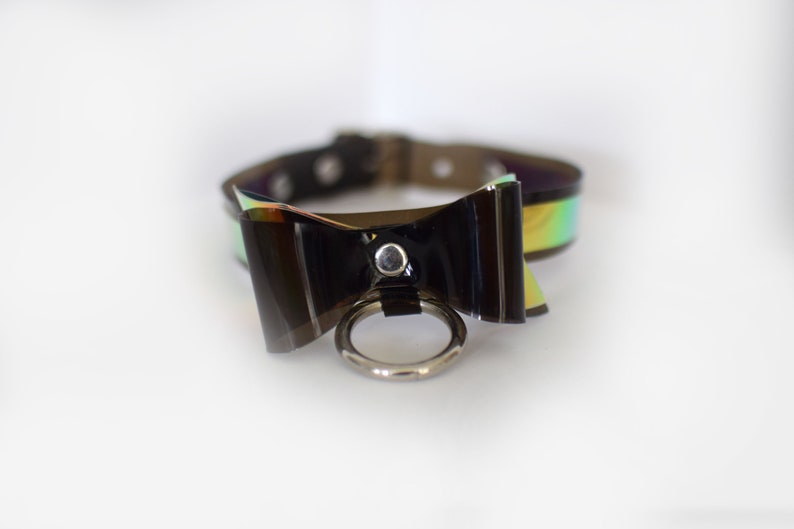 Black Iridescent Bow Choker Necklace for Unicorns