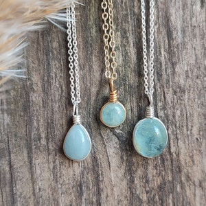 Customized Aquamarine necklace / light blue & green Aquamarine / crystal necklace image 2